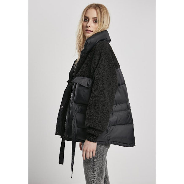 Urban Classics Jakke Sherpa Mix Puffer Sort XS Kvinde