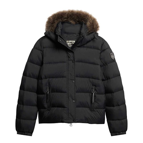 Superdry Pufferjacka Faux Fur Svart S Kvinna