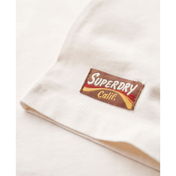 Superdry Retro Flock Relaxed T-shirt Med Korte ærmer Beige XS Kvinde