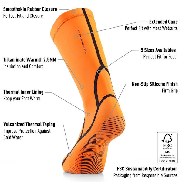 Buddyswim Tossut Trilaminate Warmth 2.5 Mm Oranssi EU 35-37