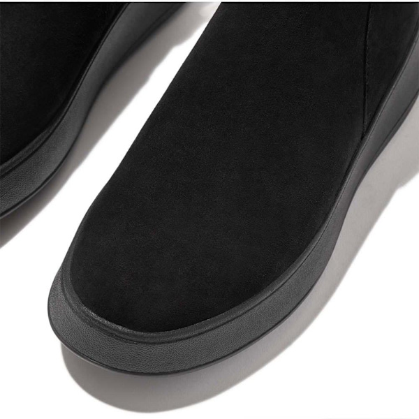 Fitflop F-mode Suede Flatform Zip Ankle Støvler Sort EU 37 Kvinde