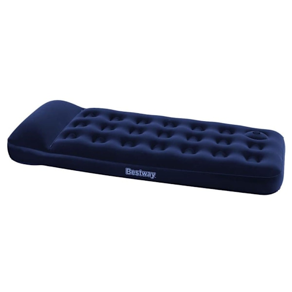 Bestway Oppustelig Flocket Luftseng Med Indbygget Fodpumpe Blå 185 x 76 x 28 cm