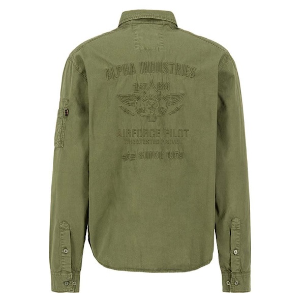 Alpha Industries Air Force Emb Skjorte Med Lange ærmer Grøn S Mand