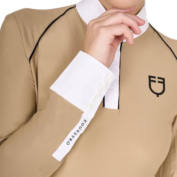 Equestro Mesh Insert Pikétröja Med Lång ärm  XL