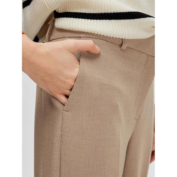 Selected Keskivyötäröhousut Rita Wide Fit Beige 40 / 30 Nainen
