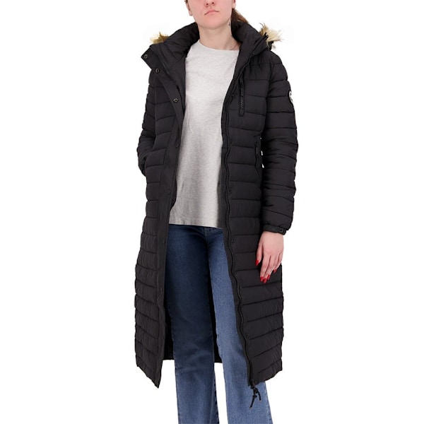 Superdry Jakke Super Long Line Fuji Sort XS Kvinde