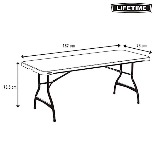 Lifetime Klapbord 182x76x73.5 Cm Sort