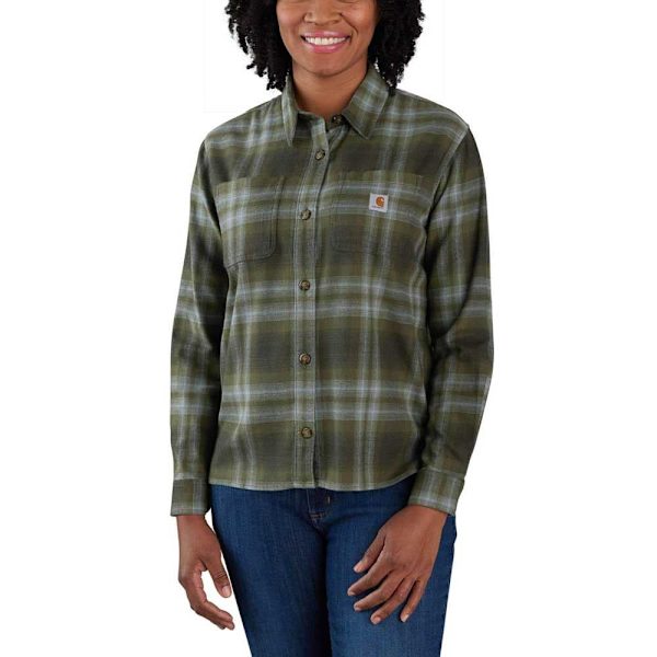 Carhartt Langærmet Flannelskjorte Med Løs Pasform Rugged Flex Brun L