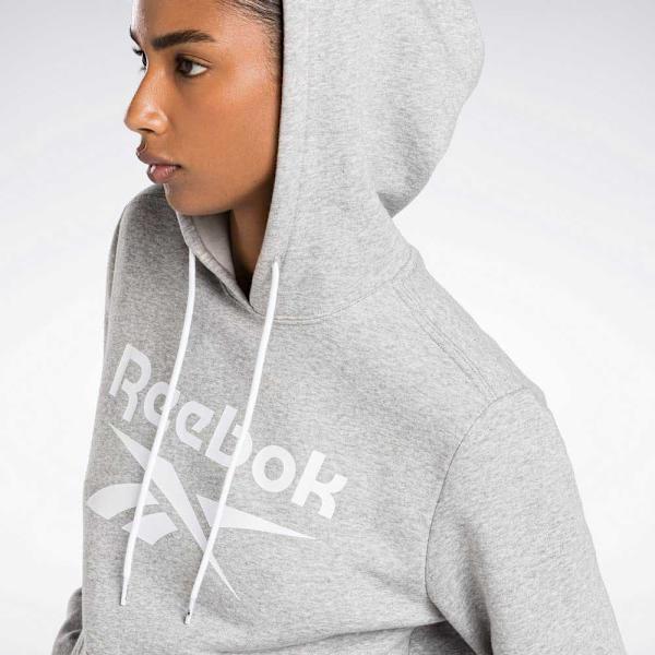 Reebok Identity Big Logo Tröja Med Huva Grå M Kvinna