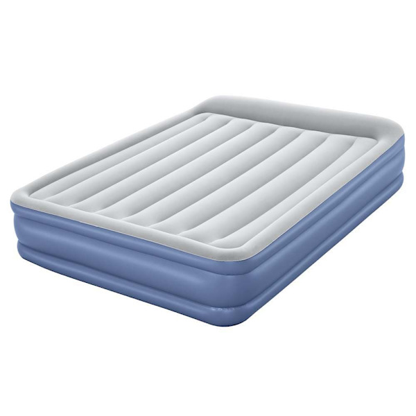 Bestway Forstærket Indbygget Pumpe Dobbelt Luftseng Tritech Queen Hvid 203x152x46cm