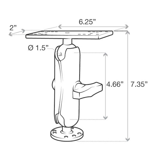 Ram Mounts Drill Down Marine Electronic Mount Musta