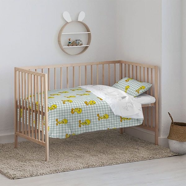 Play Fabrics Tweety Vichy Påslakan För Spjälsäng 100x120 Cm Flerfärgad