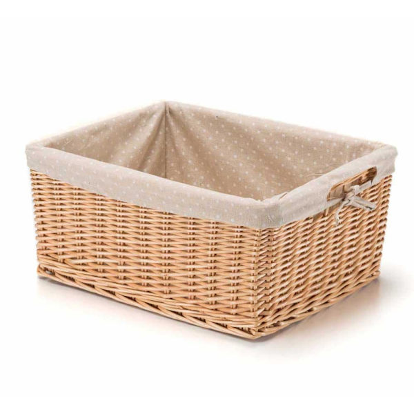 Bonin Korg Med Polka Dot Foder Rectangular Beige