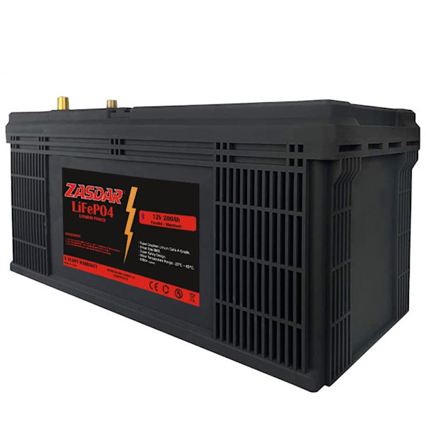 Zasdar Lithium Batteri Oplader Lifepo4 12v 200ah Bluetooth Sort