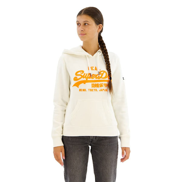 Superdry Neon Vl Embroidered Graphic Huvtröja Vit M Kvinna