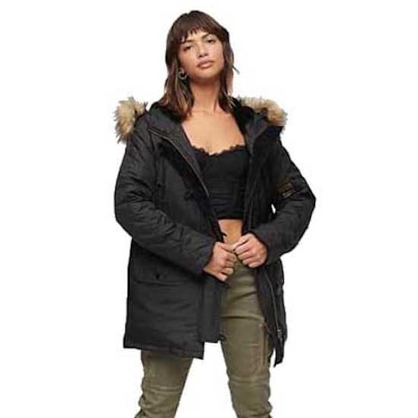 Superdry Parka Military Sort XS Kvinde