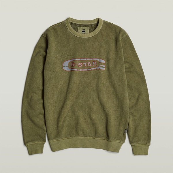 G-star Destroyed G Logo Washed Sweatshirt Grøn L Mand
