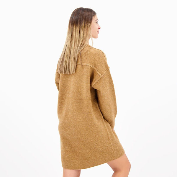 Superdry Langærmet Kort Kjole V Jumper Brun L Kvinde