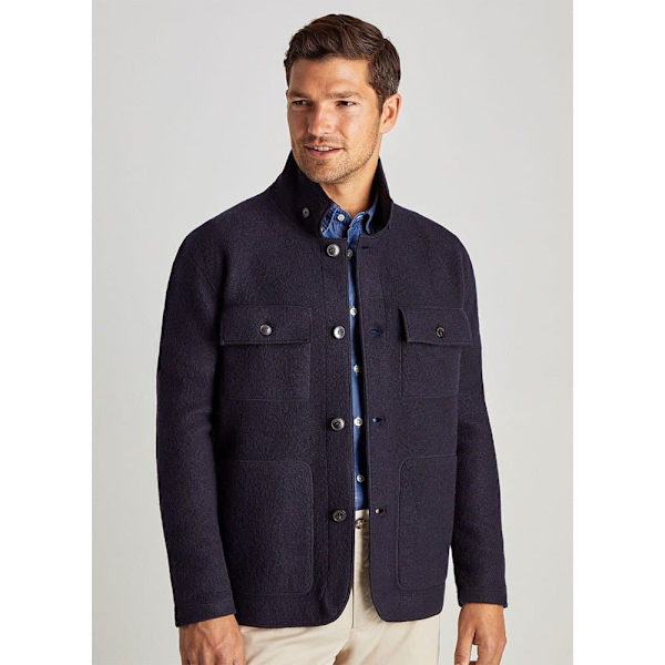 FaÇonnable Tröja Med Full Dragkedja Felt Wool Hybrid Blå XL Man