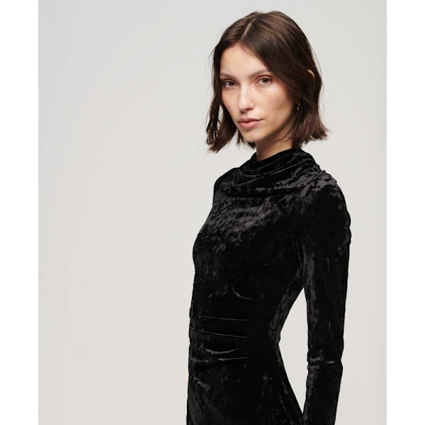 Superdry Velvet Longsleeved Mini Kjole Sort XS Kvinde