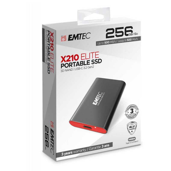 Emtec Ekstern Ssd-harddisk X20 Elite Usb-c 256gb Transparent