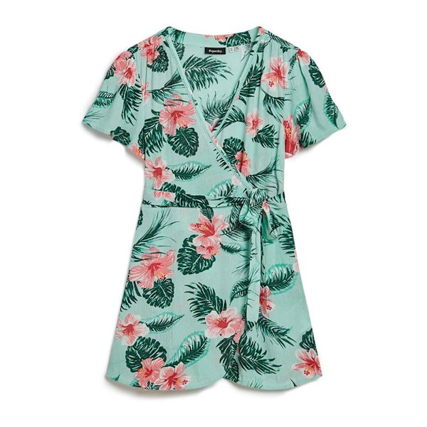 Superdry Printed Wrap Kortärmad Kort Klänning Flerfärgad XL Kvinna