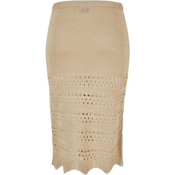 Urban Classics Crochet Midinederdel Beige 5XL Kvinde