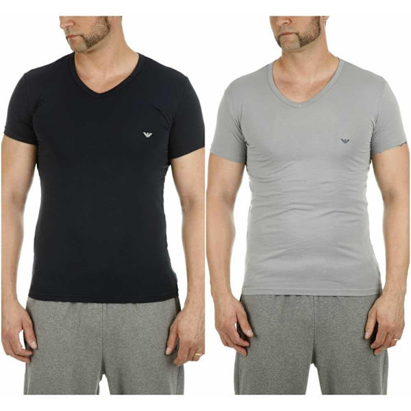 Emporio Armani 111512 Cc717 Kortærmet V-hals T-shirt Grå S Mand