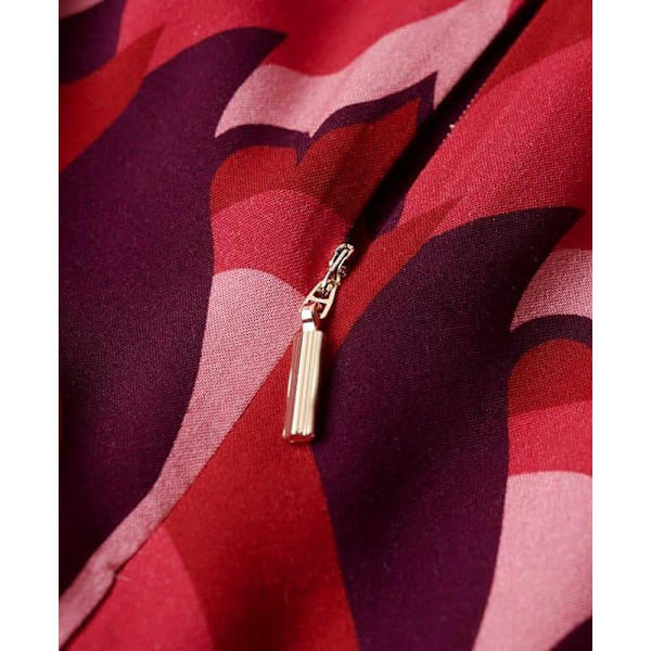 Superdry Studios Mock Neck Mini Kjole Rød S Kvinde