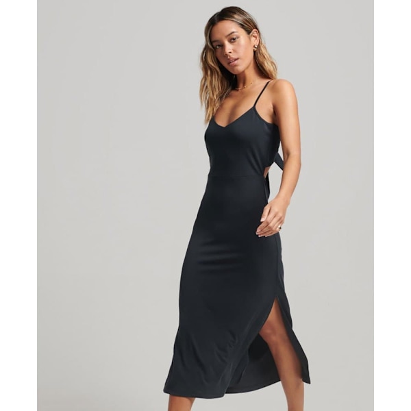 Superdry Lang Kjole Uden ærmer Studios Jersey Open Back Sort XL Kvinde