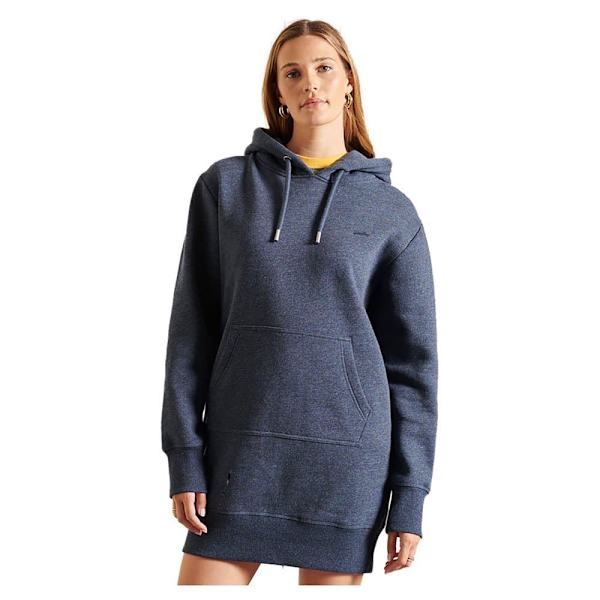 Superdry Hætte Kjole Vintage Logo Embroidered Blå XS Kvinde