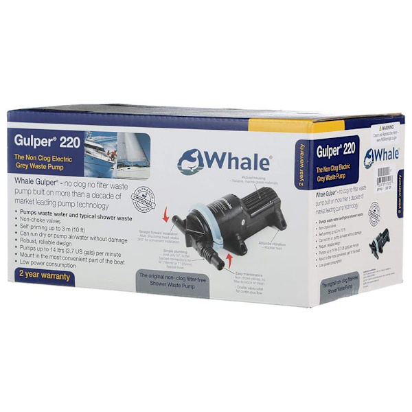 Whale Bruseafløb Og Spildevandspumpe Gulper 220 12v Sort