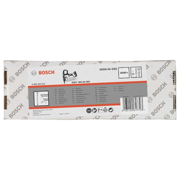 Bosch Förzinkad Spik Sk64-34: 64 Mm 4000 Enheter