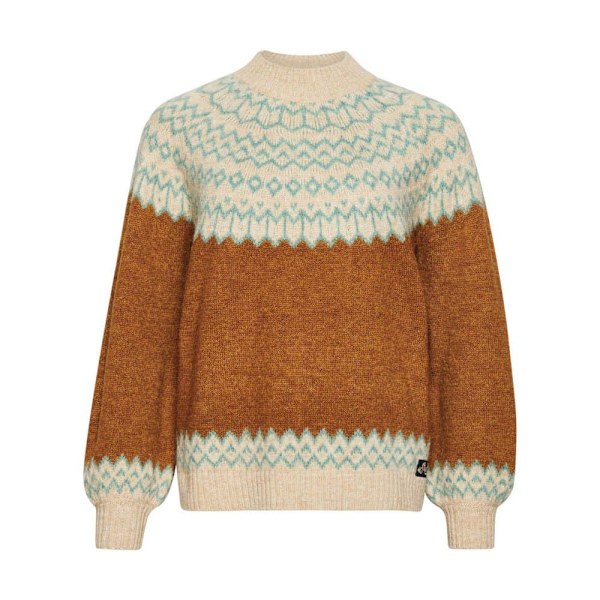 Superdry Tröja Med Rund Hals Slouchy Pattern Beige,Brun XS Kvinna