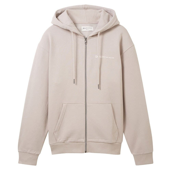 Tom Tailor Sweatshirt Med Fuld Lynlås 1038737 Zipper Beige M Mand