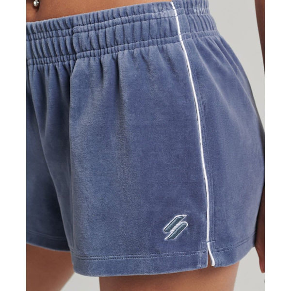 Superdry Shorts Code Sl Velour Blå XS Kvinna