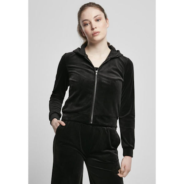 Urban Classics Tröja Stor Velvet Zip Svart 5XL Kvinna