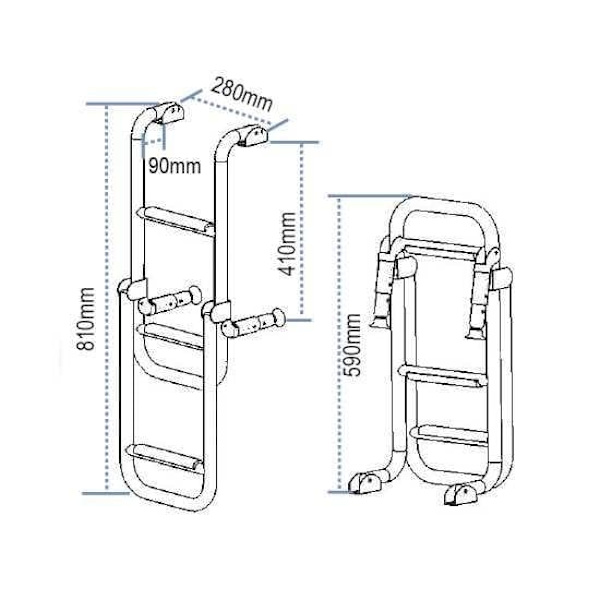 Lalizas Stainless Steel Folding Silver 1+2 Steps