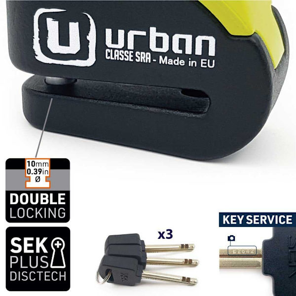 Urban Security Alarm+advarsel Sra Disc Lock Ur10 Gul