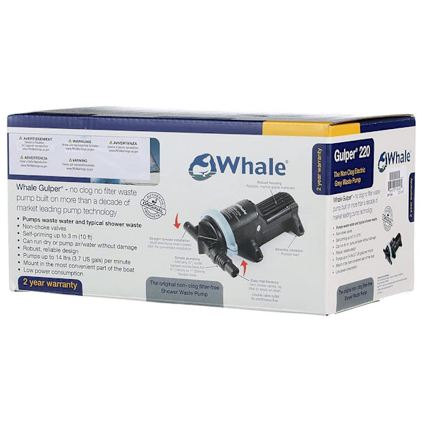Whale Bruseafløb Og Spildevandspumpe Gulper 220 24v Sort