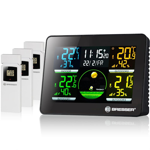 Bresser -termo-/hygrometer Thermo Hygro Quadro Nlx 3 Utomhus Sensorer Svart