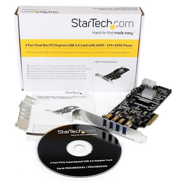 Startech Pcie 4 Port Usb 3.0 Sata Molex Uasp Sort