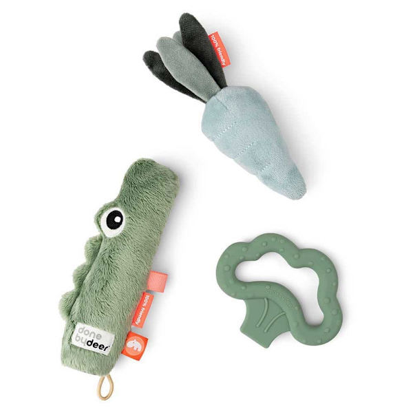 Done By Deer Tiny Activity Toy Set 3 Bitar Krokodil Grönt