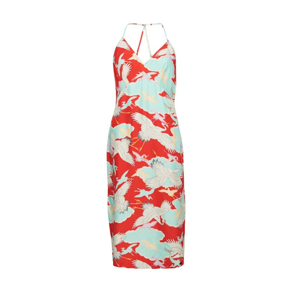 Superdry Klänning Vintage Midi Halter Slip Röd XS Kvinna