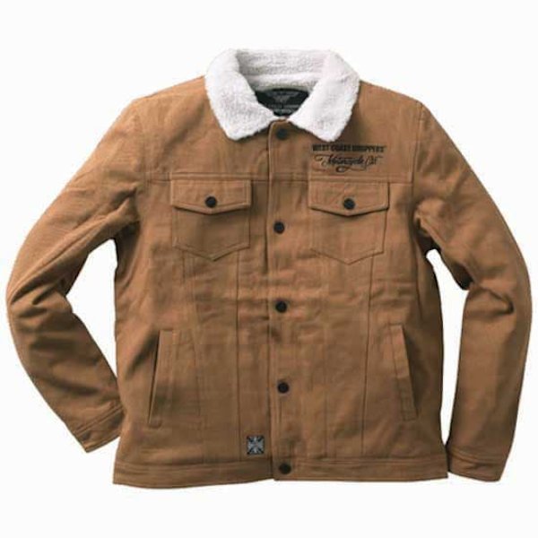 West Coast Choppers Jakke Sherpa Lined Canvas Brun L Mand