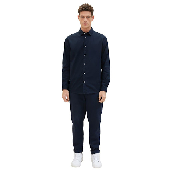 Tom Tailor Skjorte 1037435 Stretch Poplin Blå M Mand