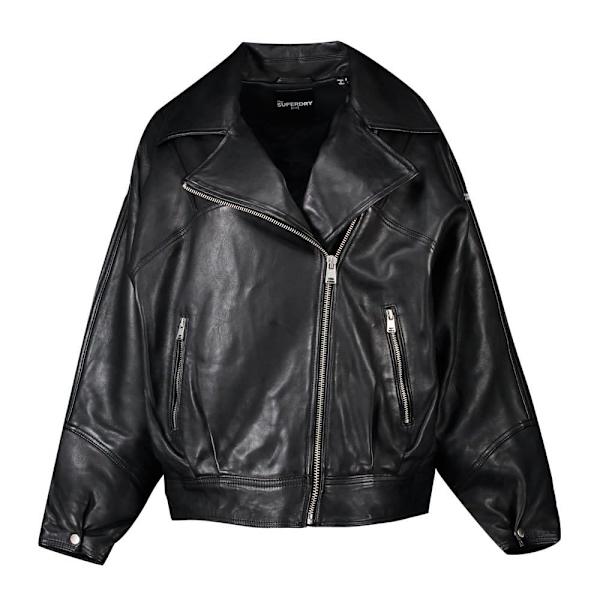 Superdry Jakke Edit Hybrid Leather Sort L Kvinde