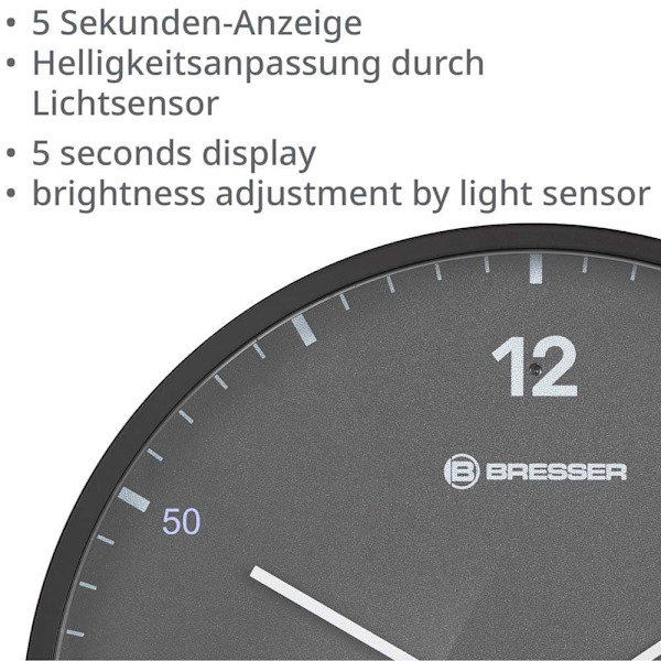 Bresser Väggklocka Mytime Ledsec Grå