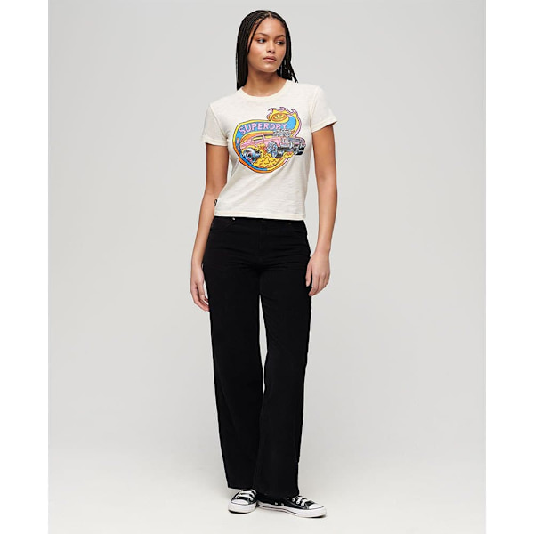 Superdry Neon Motor Graphic Fitted Lyhythihainen T-paita Valkoinen XL Nainen