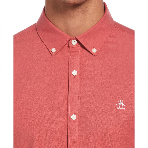 Original Penguin Oxford Stretch No Pocket Skjorte Med Lange ærmer Rosa S Mand